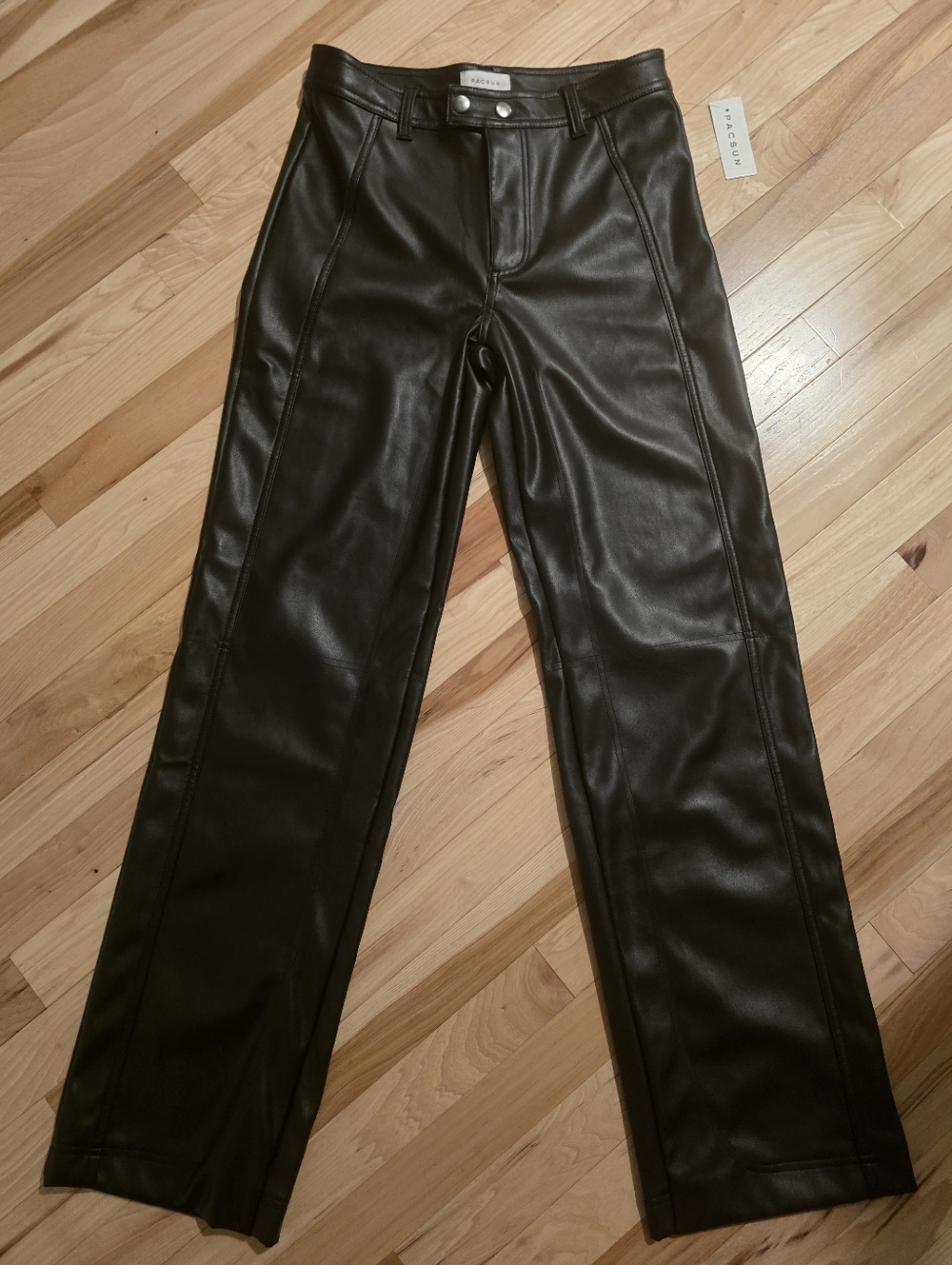 PacSun Black Faux Leather Wide-Leg Pants